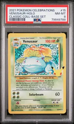 2021 POKEMON CELEBRATIONS CLASSIC COLL #15 VENUSAUR-HOLO PSA 8 - Image 1