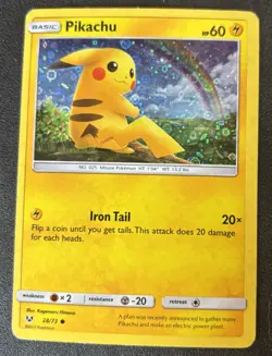 Pikachu Holo Shining Legends Rare Pokemon TCG Card Near MINT - Image 1
