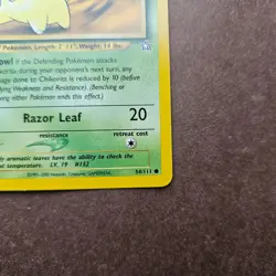 1st Edition Chikorita 54/111 Pokemon Neo Genesis Card - LP - First Ed - Image 5