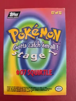 Squirtle 07 E7 OF 12 Pokemon Topps TV Animation Trading Card Black Logo Exc - Image 2
