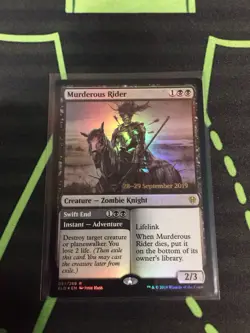 MTG Magic The Gathering Murderous Rider Foil Prerelease Promo Black Zombie - Image 1