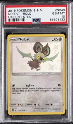 2019 POKEMON SUN & MOON HIDDEN FATES #SV43 NOIBAT-HOLO PSA 10 - Image 1