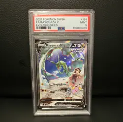 2021 POKEMON SWORD & SHIELD EVOLVING SKIES RAYQUAZA V #194 PSA 9 - Image 1