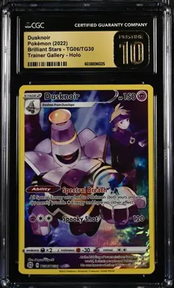 CGC 10 Pristine Dusknoir TG06/TG30 Trainer Gallery SWSH Brilliant Stars Pokemon - Image 1