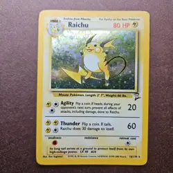 Raichu 16/130 Pokemon Base Set 2 Holo Rare Card - MP - Image 1