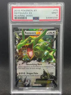2015 PSA 9 MINT Pokemon TCG Card XY Roaring Skies #75 Rayquaza EX Ultra Rare - Image 1