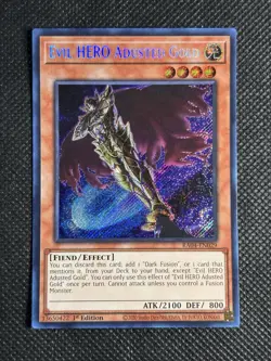 YuGiOh! - Evil HERO Adusted Gold RA04-EN029 Secret Rare 1st Edition Near Mint - Image 1