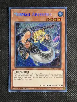 YuGiOh! - Mermail Abysspike RA04-EN012 Secret Rare 1st Edition Near Mint - Image 1