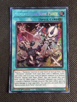 YuGiOh! - Mementotlan Bone Party RA04-EN099 Secret Rare 1st Edition Near Mint - Image 1