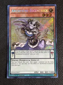 YuGiOh! - Archfiend Eccentrick RA04-EN017 Secret Rare 1st Edition Near Mint - Image 1