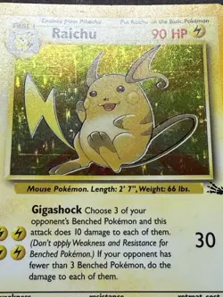 Pokemon TCG Raichu Fossil Holo Rare Card 14/62 Unlimited LP - Image 5