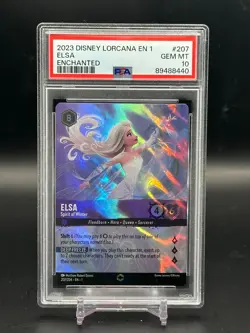 PSA 10 GEM MINT Elsa Spirit of Winter ENCHANTED Holo Lorcana Card 207/204 - Image 1