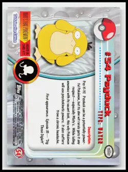 Psyduck #54 Flames Black Logo Topps Holo Foil TV Animation Pokemon Card - Image 2