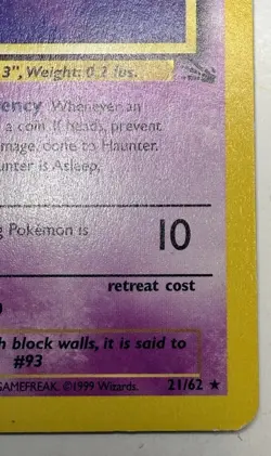 Haunter 21/62 Fossil Set - Non-Holo Rare Pokemon Card - WOTC - Image 4