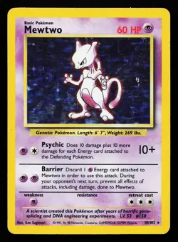 Mewtwo 10/102 Holo Rare Base Set Pokemon Card - Image 1