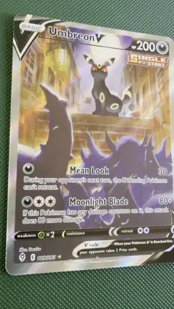 Pokemon Umbreon v TCG Holo Ultra Rare Card Evolving Skies 189/203 NM/M Condition - Image 2