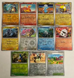 Pokemon 11 Card Journey Together Reverse Holo Lot No Duplicates Cubone Bagon +++ - Image 1