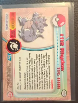 Pokemon Topps Card - Rhydon #112 Non Holo TV Animation Edition Blue Label - Image 2