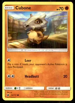 POKEMON CARD CUBONE 52/111 NO 104 LONELY POKEMON TCG CCG - Image 1