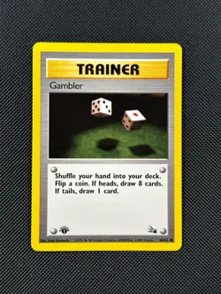 Gambler 60/62 1st Edition Pokemon Card Fossil WOTC NM - Image 1