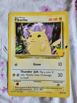 JUMBO/OVERSIZED Pikachu 58/102 Pokemon Card Holo/Shiny, Rare - Image 1