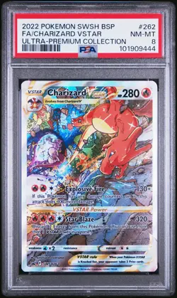 2022 POKEMON SWSH BLACK STAR PROMO #262 FULL ART/CHARIZARD VSTAR PSA 8 - Image 1