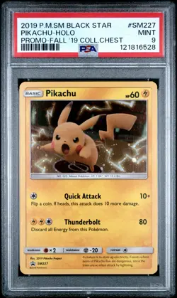 2019 POKEMON SM BLACK STAR PROMO FALL 2019 COLLECTOR CHEST PIKACHU-HOLO PSA 9 - Image 1