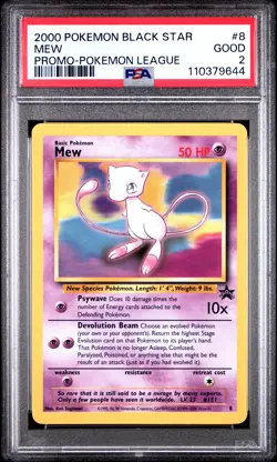2000 POKEMON PROMO BLACK STAR POKEMON LEAGUE #8 MEW PSA 2 - Image 1