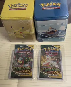 2021 Pokemon SWSH Evolving Skies Lot Of (2) Factory Sealed Packs (From Tins) - Image 1