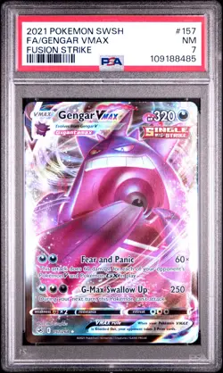 2021 POKEMON SWORD & SHIELD FUSION STRIKE #157 FULL ART/GENGAR VMAX PSA 7 - Image 1