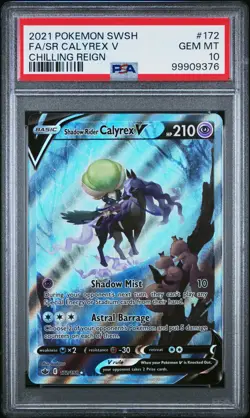 PSA 10 GEM MINT Shadow Rider Calyrex V Chilling Reign Pokemon 172/198 - Image 1