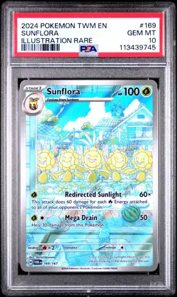 PSA 10 GEM MINT Sunflora Illustration Rare Pokemon Twilight Masquerade 169/167 - Image 1