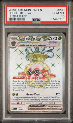 PSA 10 GEM MINT Forretress Ex Paldea Evolved Full Art Holo Pokemon 230/193 - Image 1