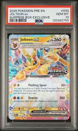 PSA 10 GEM MINT Jolteon Ex Prismatic Evolution Stamped Promo Pokemon 030/131 - Image 1