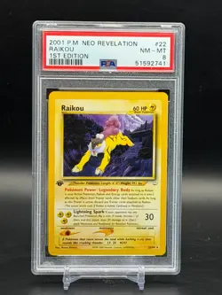 PSA 8 NM-MT Raikou 1st Edition Neo Revelation Rare Pokemon 22/64 - Image 1