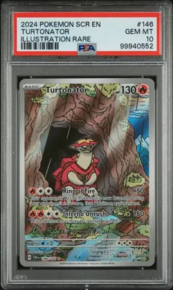 PSA 10 GEM MINT Turtonator Stellar Crown Illustration Rare Holo Pokemon 146/142 - Image 1