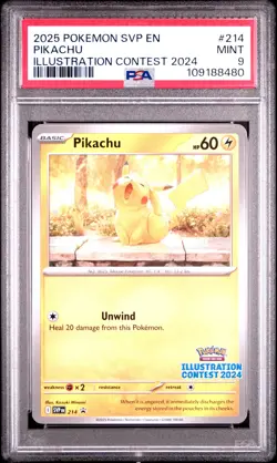 2025 POKEMON SVP EN-SV BLACK STAR PROMO ILLUSTRATION CONTEST 2024 PIKACHU PSA 9 - Image 1