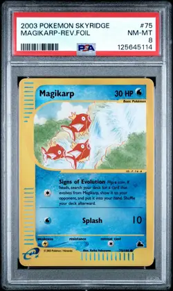 2003 POKEMON SKYRIDGE #75 MAGIKARP-REVERSE FOIL PSA 8 - Image 1