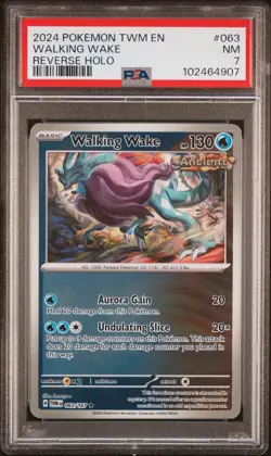 2024 POKEMON TWM EN-TWILIGHT MASQUERADE REVERSE HOLO #063 WALKING WAKE PSA 7 - Image 1