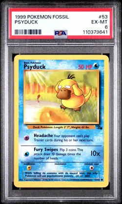 1999 POKEMON FOSSIL #53 PSYDUCK PSA 6 - Image 1