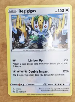 Regigigas #SWSH247 HD Swirl 💫 Cosmos Holo Black Star Promo Pokemon Card NM - Image 1