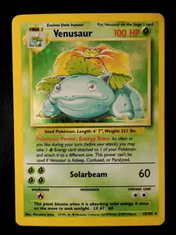 Venusaur 15/102 Base Set Unlimited 1999 Holo Rare Vintage Pokemon Card - LP - Image 1