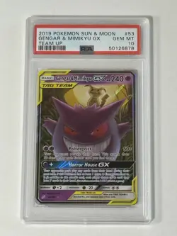 Gengar & Mimikyu GX 53/181 PSA 10 GEM MINT Holo SM Team Up Pokemon Card Sun&Moon - Image 1