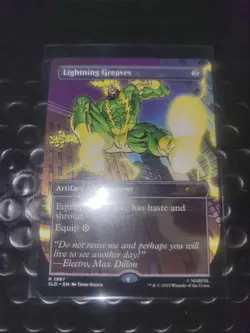 Spider-Man Secret Lair MTG Villainous Plots Lightning Greaves - Image 1