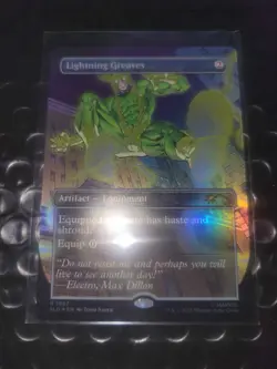 Spider-Man Secret Lair MTG Villainous Plots Foil Lightning Greaves - Image 1