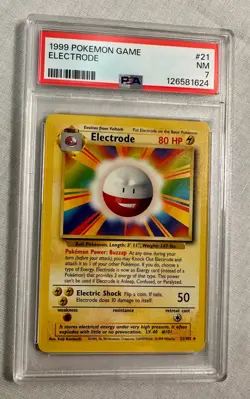 1999 Pokemon Base Set Unlimited Rare ELECTRODE 21/102 PSA 7- NEAR MINT - Image 1