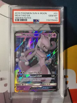 2019 POKEMON HIDDEN FATES MEWTWO GX PSA 10 GEM MINT 31/68 - Image 1