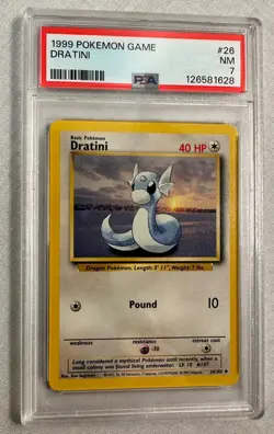 1999 Pokemon Base Set Unlimited DRATINI 26/102 PSA 7- NEAR MINT - Image 1