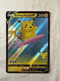 LOT 3 Pokemon Pikachu TCG Surfing v Celebrations Holo Ultra Rare Card 008/025 - Image 3