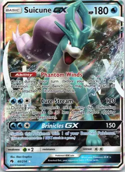 Pokemon TCG Suicune GX Holo Ultra Rare Card Sun & Moon Lost Thunder 60/214 - Image 1
